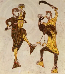 F.86 Two Men Dancing, från Beatus Apocalypse från Santo Domingo de Silos