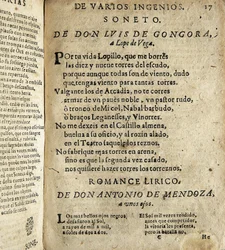 GOGOORA Y ARGOTE, Luis de (1561-1627). Spansk poet från det gyllene århundradet; VEGA CARPIO, Felix Lope de (1562-1635). Soneto a Lope de Vega" (Sonett till Lope de Vega), dikt som ingår i "Poesias varias de grandes ingenios espanoles", sammanställning gjo