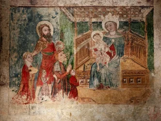 Väggmålning Ursprunget till eremitaget i Ipas (Huerca). 1400-talet (fresk)