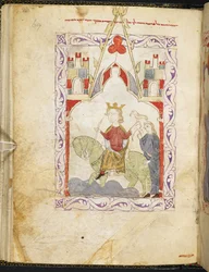 Or. 2737, f. 69r, Faraonen som falkenerare, ur den 