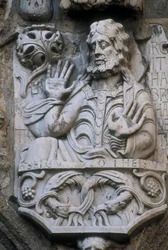 Representation av profeten Abraham, basrelief av fasaden på guldsmederna (platerias)