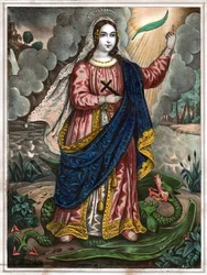 Saint Margaret av Antiochia. (gravyr, ca 1830)