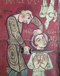 Martyrskapet av St. Margareta av Antiochia, detalj från altarets frontal från klostret Santa Margarida de Vilaseca (tempera på ekpanel)