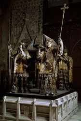 Sjöfararen Christofer Columbus grav (Cristoforo Colombo, Cristóbal Colón) (1451-1506). Katedralen i Sevilla (Catedral de Santa María de la Sede), Spanien