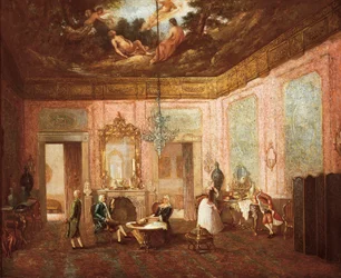 Utsikt från det inre av ett slott i Valencia. Anonym målning. 1800-talet. Valencia. Museum of Fine Arts San Pio V.