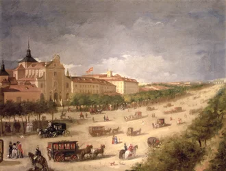 Utsikt över Calle de Alcala, Madrid (olja på duk)