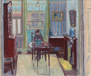 Interiör av rummet på 6 Cambrian Road, Richmond, 1914