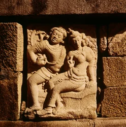Lättnad av ett Mithuna-par vid Isurumuniya