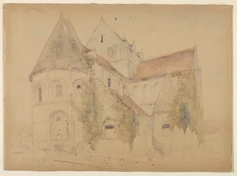 Skiss av kyrkan St. Nicholas, Caen, Frankrike