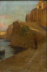 Figur på Newlyn Slip (utan titel) (olja på duk)