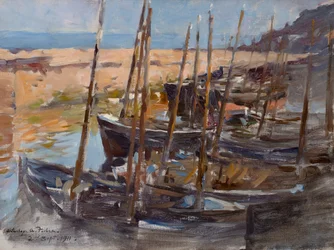 A Sketch, Mousehole Harbour, Cornwall (olja på duk)