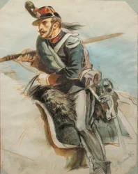 Studie av uniformer, teckning av Stanislao Grimaldi del Poggetto