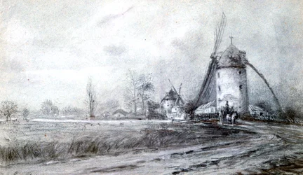 Landskap med väderkvarn, c1855-1892
