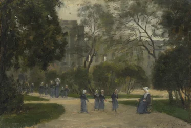 Nunnor och skolflickor i Tuilerierna, Paris, 1870-1880-talen