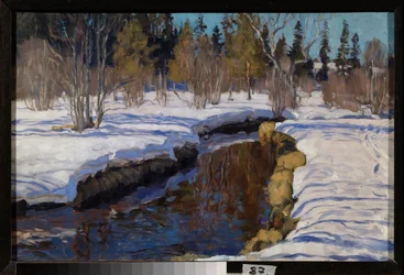Vinter. Målning av Stanislav Yulianovich Zhukovsky (Zhukovsky) (1873-1944), olja på duk