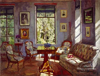 Vardagsrummet i Manor House Rozhdestveno, 1916