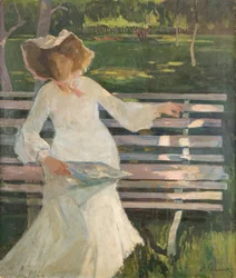 On a Bench, ca 1905 (olja på duk)