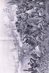 Chilianwala, 13 januari 1849: Goddys Brigade gör ett tappert ställningstagande när den omges av sikher, illustration från brittiska striderna på land och hav, 1915