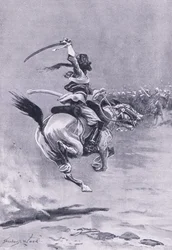 Delhi: Belägrarna attackerades ständigt, juli 1857, illustration från British Battles on Land and Sea, 1915