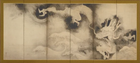 Drakar och moln, Momoyama eller Edo period, 1590-1640.