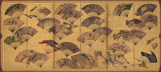 Skärm med spridda fläktar, Edo-period, tidigt 1600-tal.