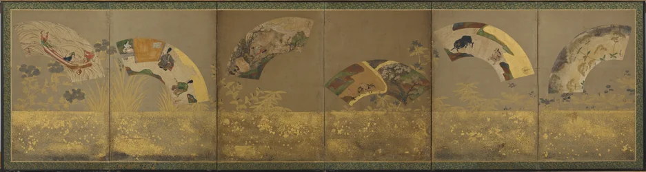 Sex fanpapper: diverse ämnen, Momoyama- eller Edo-perioden, 1590-1640.