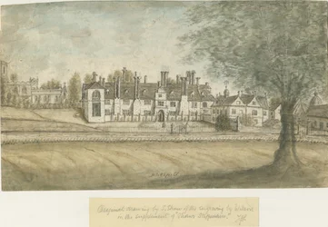Blithfield Hall: akvarellmålning, nd [1700-talet]