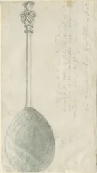 Fradswell - Apostle Spoon: ritning med blyerts och tvätt, nd [?1700-talet] (teckning)