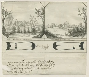 Mavesyn Ridware Hall - Gatehouse: ritning med indisk bläck