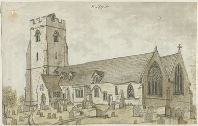 Rugeley Church (gammal): akvarellmålning, nd [1762-1802] (målning)