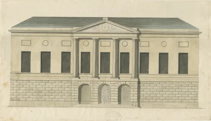 Stafford - County Gaol: akvarellmålning, nd [c 1794] (målning)