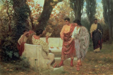 Romersk poet Catullus läser sin dikt