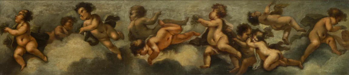 Putti disporting, c.1655-72 (papper nedlagt på duk med glasskydd)