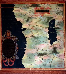 Västafrika (Kongo och Angola) Karta gjord av Stefano Bonsignori (? -1589) italiensk kosmograf och målare. Omkring 1581. Florens, Palazzo Vecchio, Sala del Mappamondo