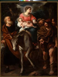 Den flyende heliga familjen och tjuven Tito, ca 1670 (olja på duk)