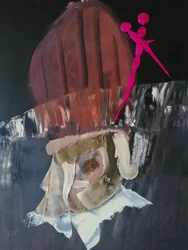 Abstrakt figur med rosa accent