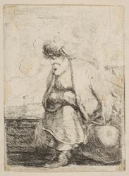 En gammal turk som sitter på en sten, ca. 1662.