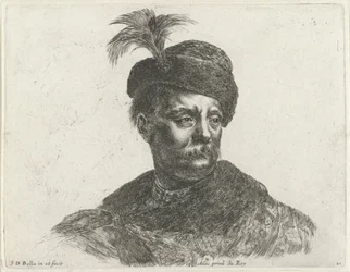Byst av en polsk man med mustasch och hatt med plym Grunderna i ritning (serietitel) I principii del disegno (serietitel)