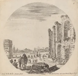 Colosseum och Konstantins båge, 1646.