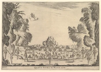 Fjärde scenen, havet, från gudarnas äktenskap Le nozze degli Dei, 1637.