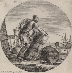 Galärslav som transporterar ett fartygs last, 1656.