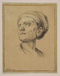 Head of a Woman in Three Quarter View, från Diverse huvuden och figurer Diverses tetes et..., 1650.