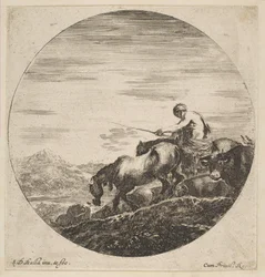 Herde till häst driver djur, från Sex djurämnen Sex sujets danimaux, ca. 1646.