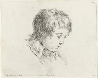 Huvudet av en ung man, tittar ner till höger Grunderna i ritning (serietitel) I principii del disegno (serietitel)