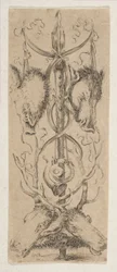 Jakttrofé med hjorthuvuden i botten, ca. 1653.