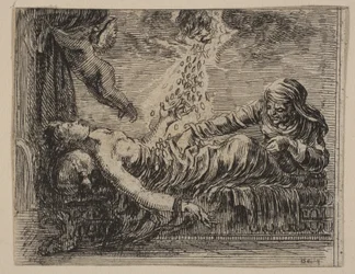 Jupiter och Danäe, från Game of Mythology Jeu de la Mythologie, 1644.