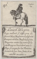 Louis 6.-e dit le gros Sage, vaillant..., från Game of the Kings of France Jeu des Ro..., 1644.