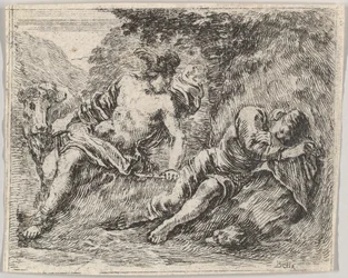 Mercury and Argos, från Game of Mythology Jeu de la Mythologie, 1644.