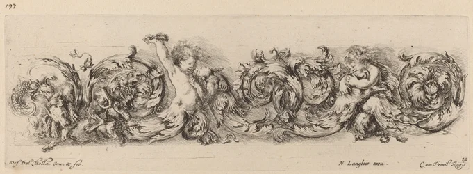 Prydnadsfris med barn och hundar, troligen 1648.