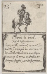 Pepin den korta chefen för det andra loppet..., från Game of the Kings of France Jeu des Ro..., 1644.